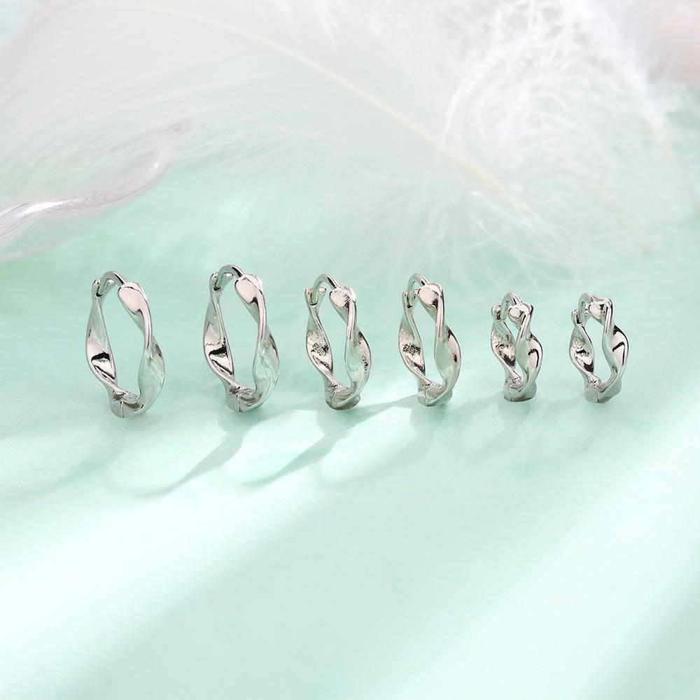 925 Silver Hoop Earring For Women Mobius Office Jewelry Braided Party Birthday Gift