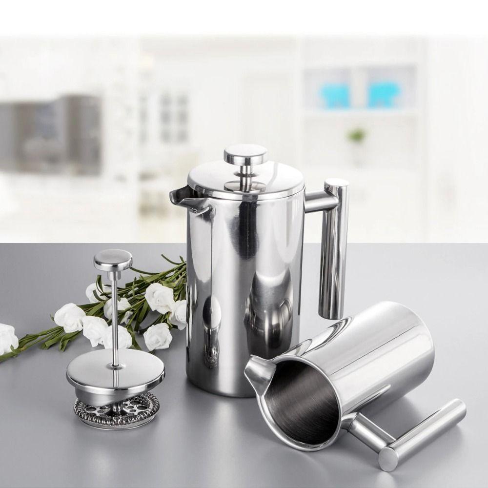 Double Walled French Press Coffee Maker Stainless Steel Coffee Press Filter Pot For Home