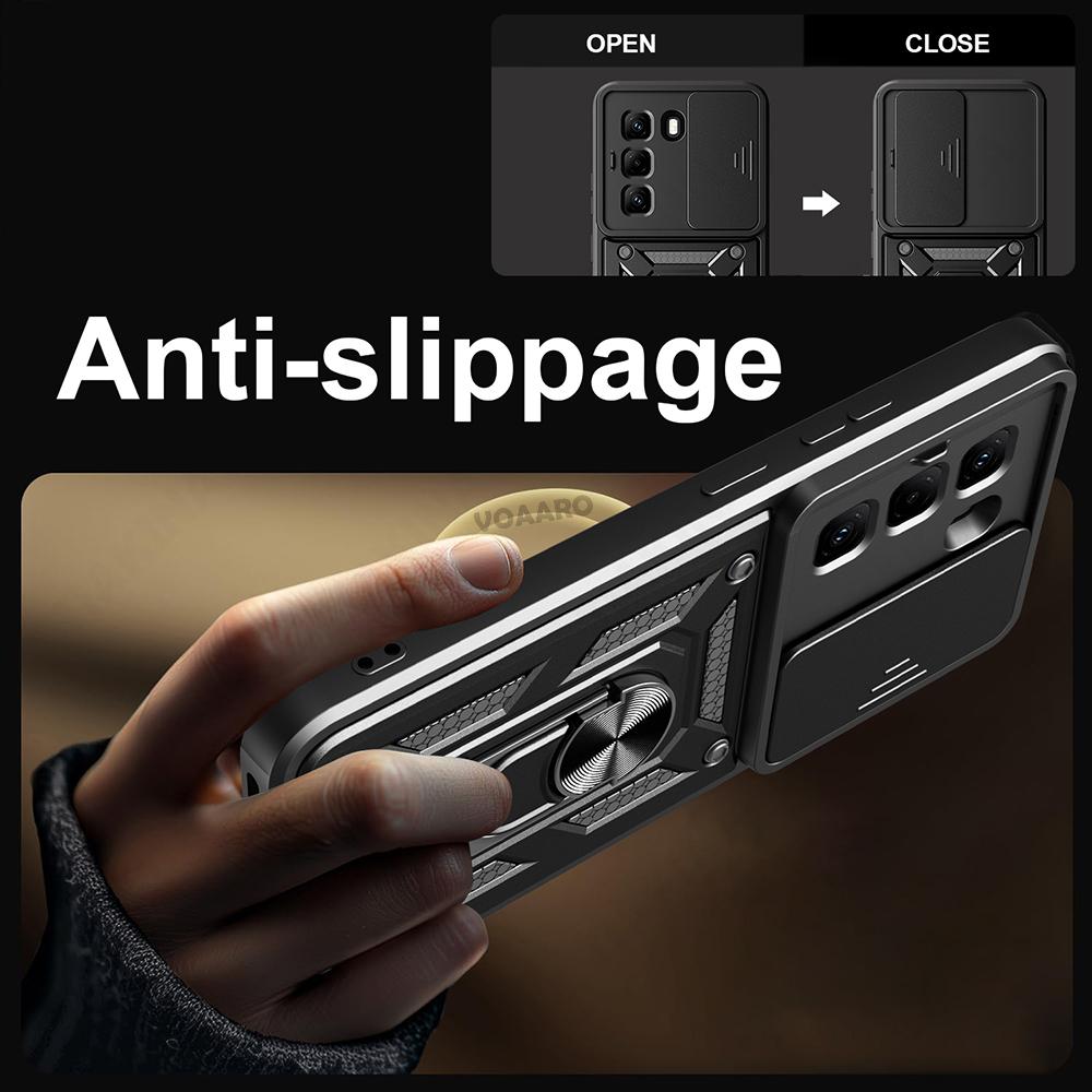 Slide Lens Armor Funda for Infinix Hot 60i 4G Case Magnetic Ring Stand Holder Cover for Infinix Hot 50 5G 60 5G Pro Plus 4G Case