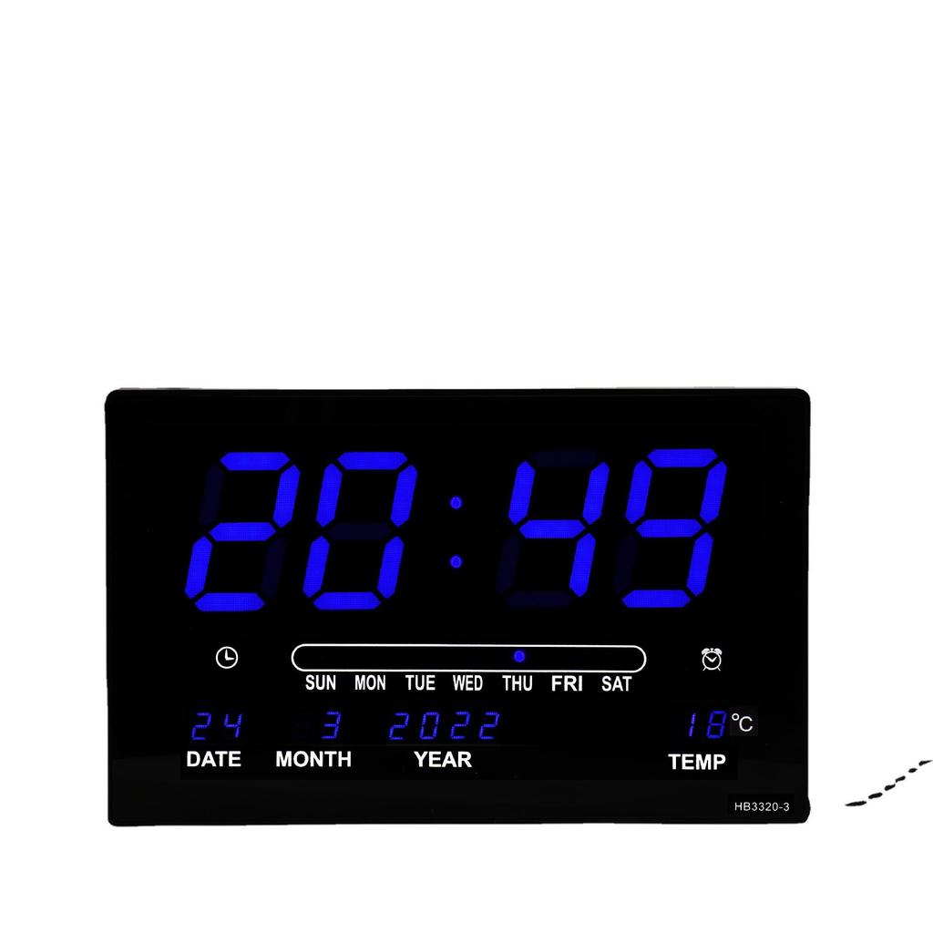 LED Digitaler ewiger Kalender mit großen Ziffern, Wanduhr mit Temperatur- und Luftfeuchtigkeitsanzeige.
