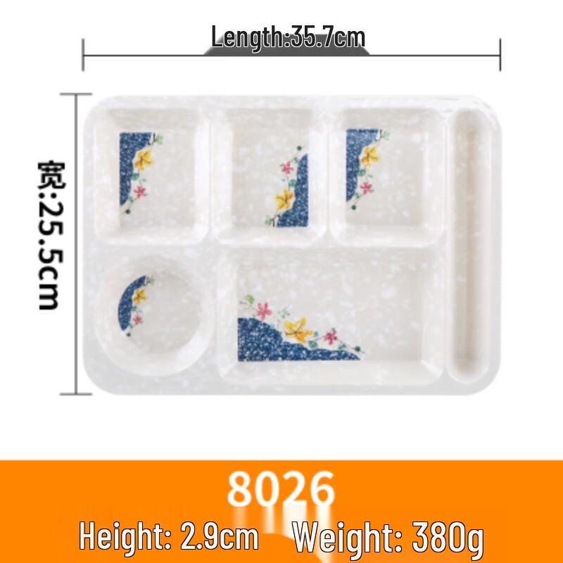 

Chinese Style Rectangular 6-Compartment Melamine Meal Plate