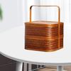 Antique Bamboo Lunch Box Square Double-layer Design Storage Pastries Camping