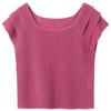 Sancai 2026 Summer U-Neck Flutter Sleeve Knit Top