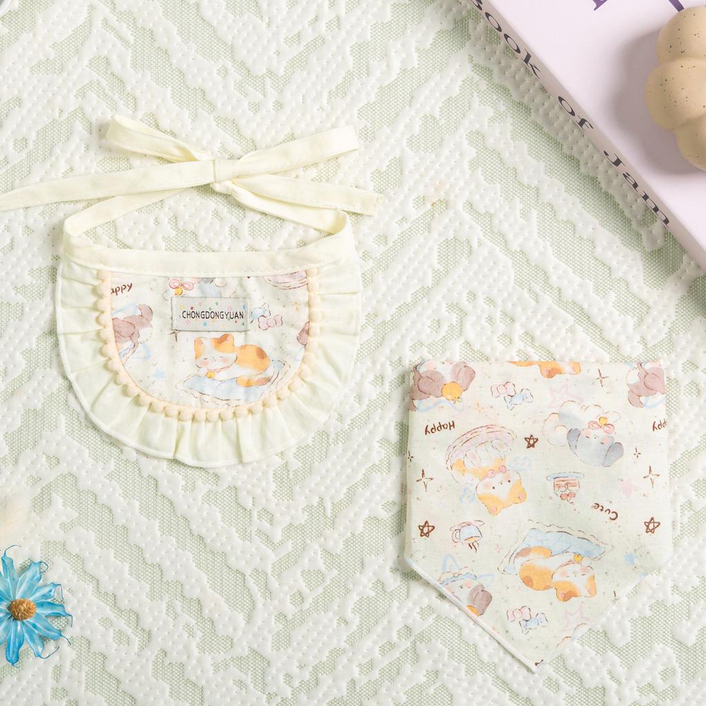 Pet Cute Dog Cotton Printed Small Bib Pet Saliva Towel Teddy Pomeranian Scarf Cat Jewelry Dog Supplies