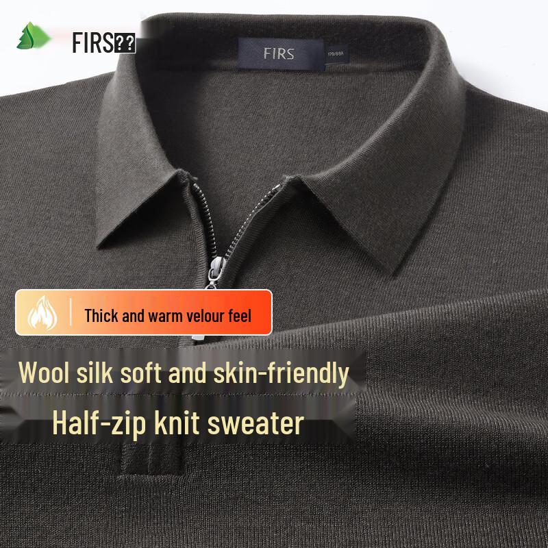 FIRS Men's Wool-Silk Blend Casual Knit Sweater