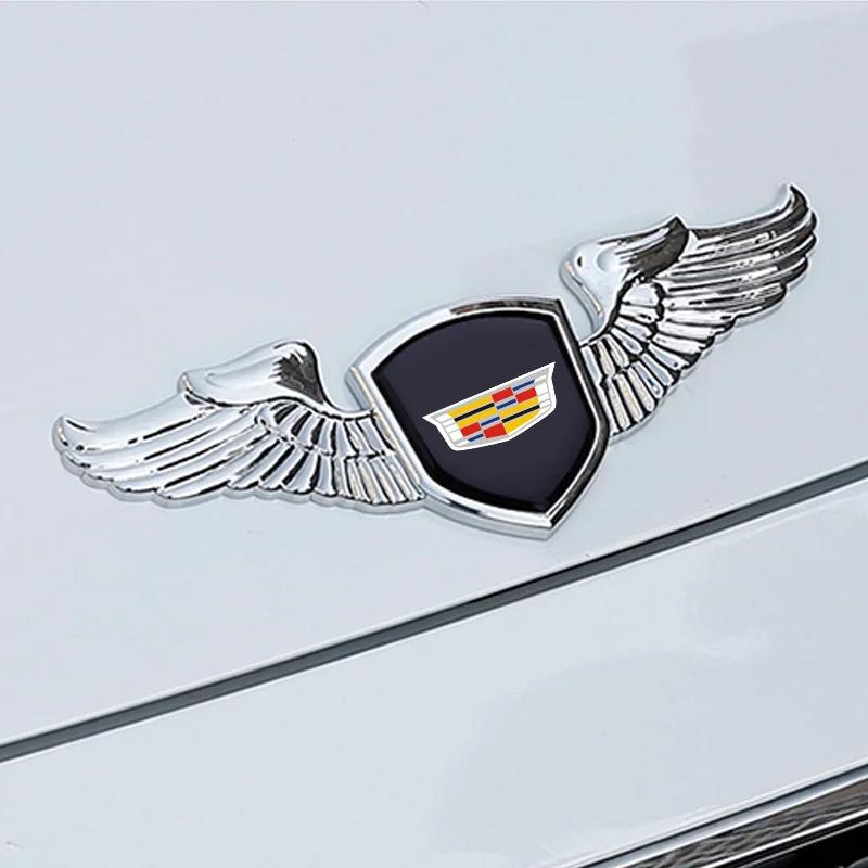 3D Metal Wings Car Front Bonnet Emblem Hood Badge Sticker for Cadillac ATS BLS CT4 CT6 CTS SLR SRX STS XLR XT4 XT6 XTS Escalade