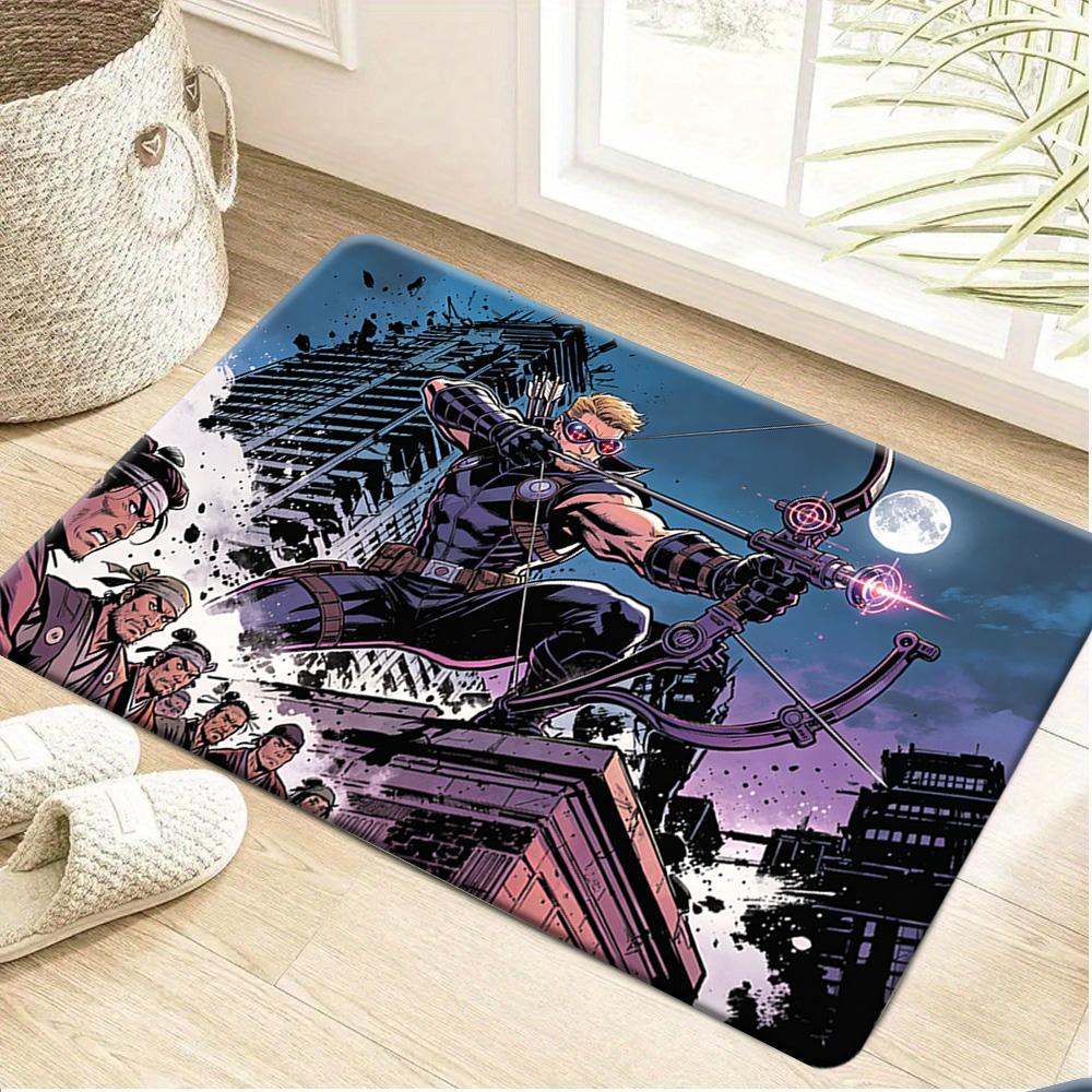 Bath Mat 1pc, Spider- Red Black Silhouette, MARVEL Flannel Rectangular Mat, Bathroom Non-Slip Entrance Mat, Fun Door Decoratio