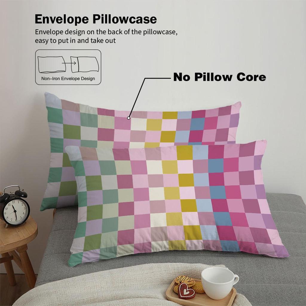 Geometric Colorful Checkerboard 3D Printed Brushed Duvet Cover Set
