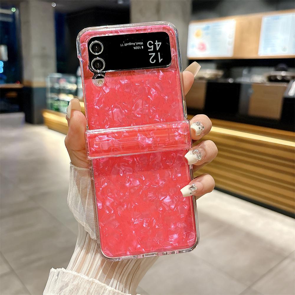 Glitter Dream Shell Pattern Case For Samsung Galaxy Z Flip5 6 Shockproof For Galaxy Z Flip 5 Z Flip 6 Z Flip 4 Z Flip3 5G Cover