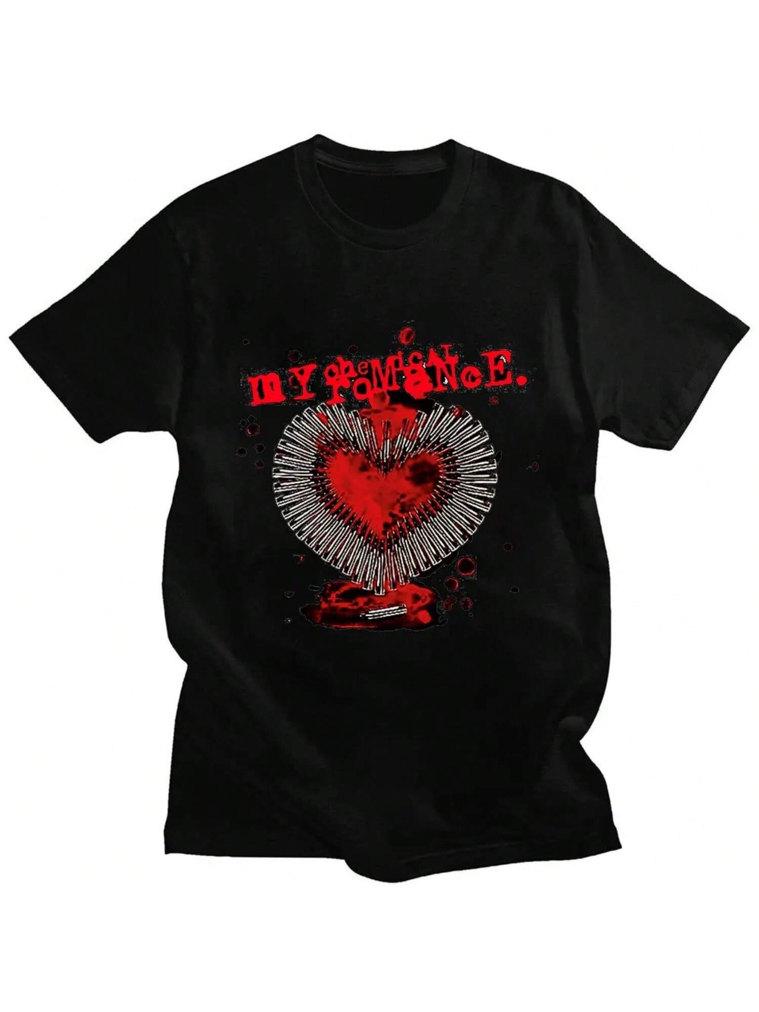 

Rock Band My Chemicals Romances Heart Bullets Graphic T Shirts Men Women Vintage Hip Hop Short Sleeve Cotton Tee Shirt Streetwear XXXXXL чорний