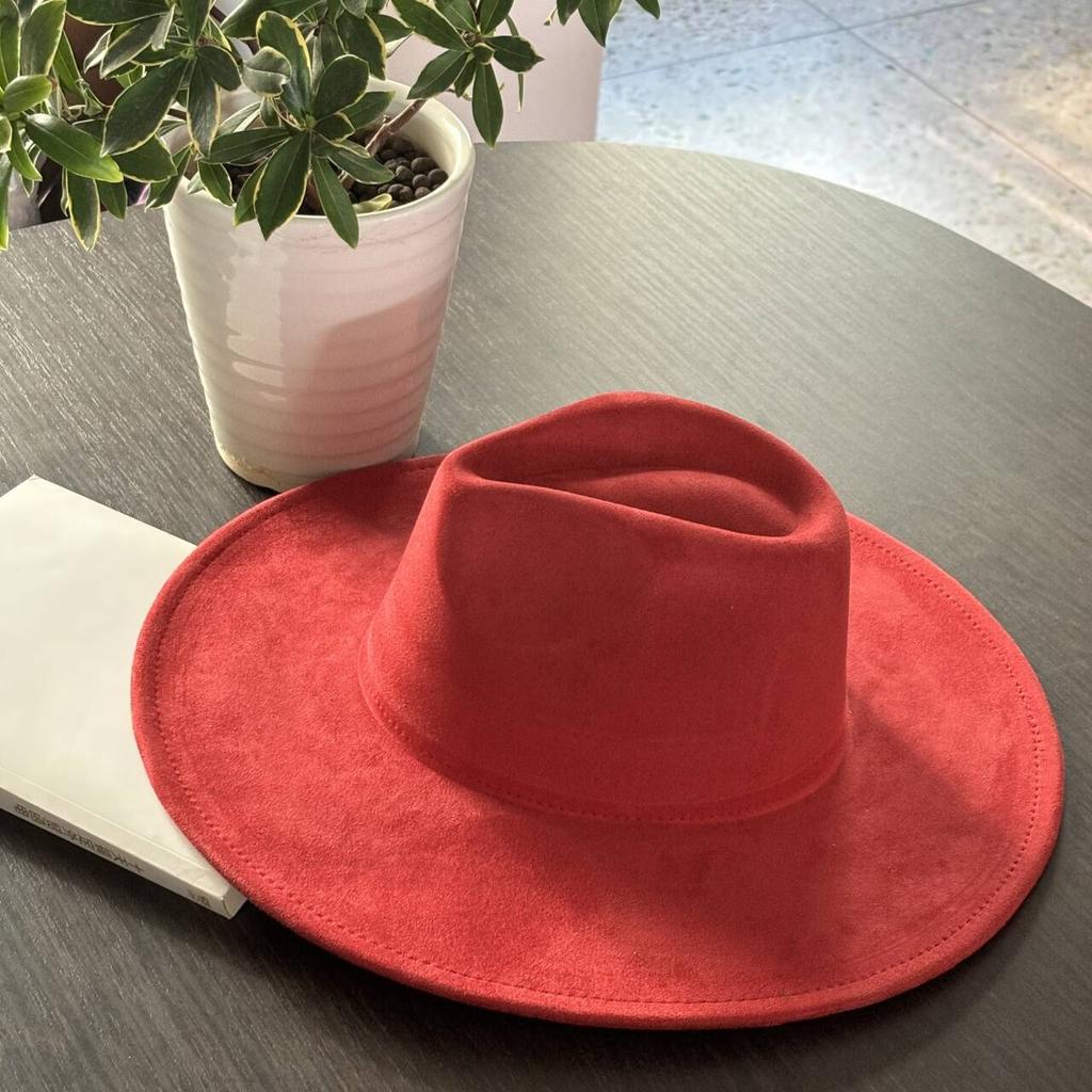 LIDHAY Western Style Suede Hat, Unisex Wide Brim Fedora Hat, Felt Panama Hat, Rancher Hat LIDHAY Western Style Suede Hat, Unisex