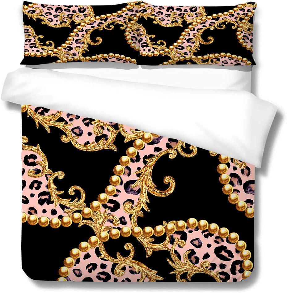 Polyester Quilt Cover Pillowcase Two Or Three-Piece Set 3D Digital Printing Leopard Print Series