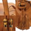 Used 9539 Bamboo Tassel Large Tote 354666 7924 Calfskin Woven Shoulder Bag Charm Brown Unisex from Japan AUTHENTIC