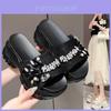 Stylish Summer Casual High Heel Platform Slide Sandals For Women With Embroidery And Rhinestones
