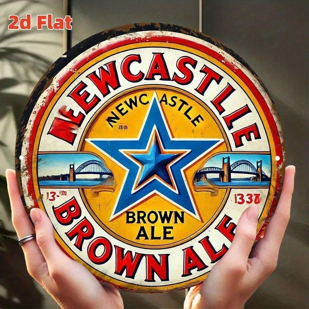 

Metal Wall Art Vintage Beer Sign Newcastle Brown Ale 8x8 Inch Retro Tin Poster for Bar Cafe Garage Decor