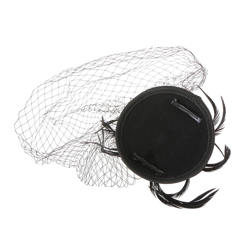 Women Girls Ladies Feather Fascinator Mesh Hairdressing Bridal Hair Clip Wedding Party Accessory