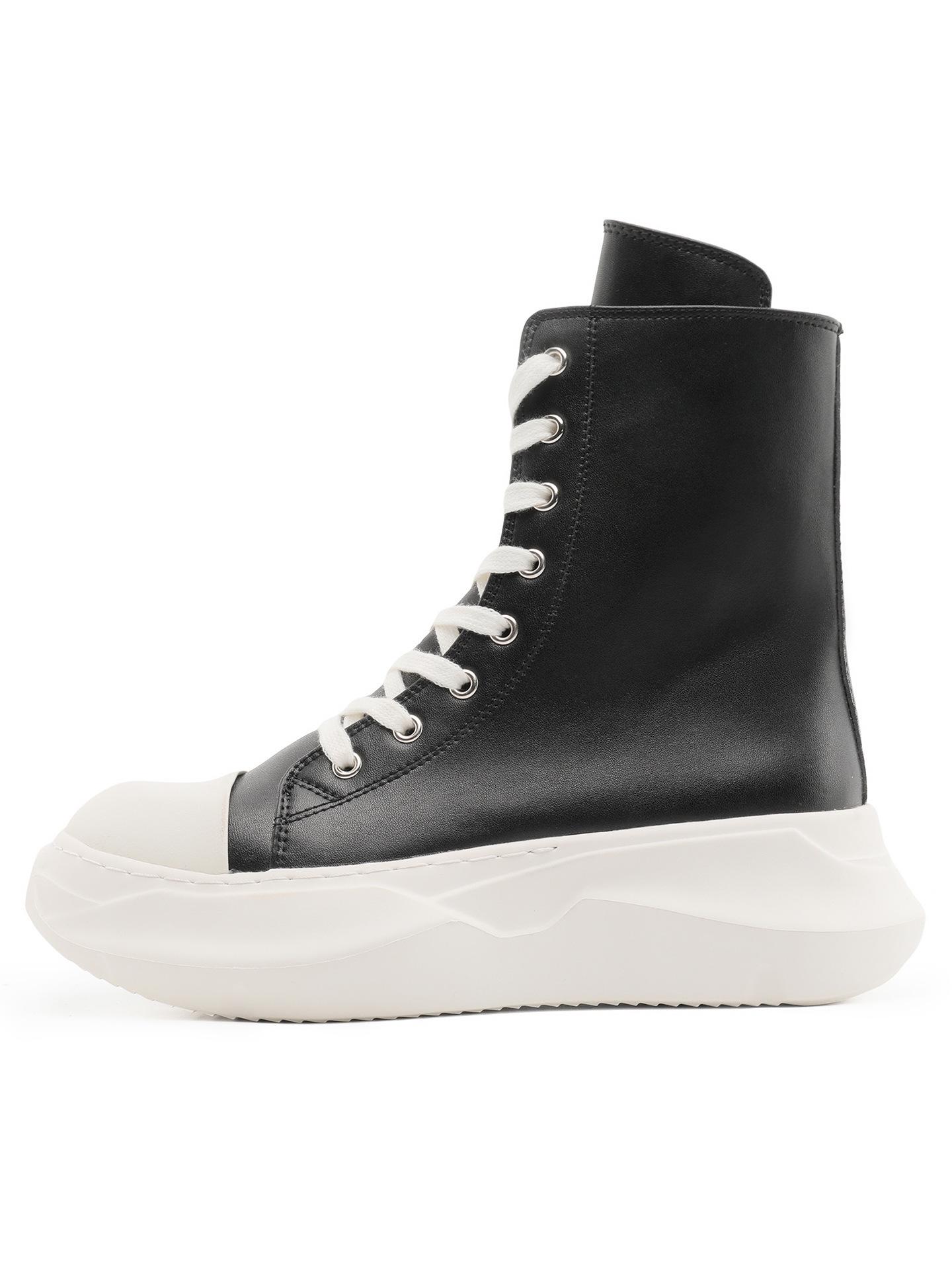 

Men s High-Top Martin Boots with Thick Soles and Side Zipper - Stylish American Motorcycle Design L-6 43 чорний