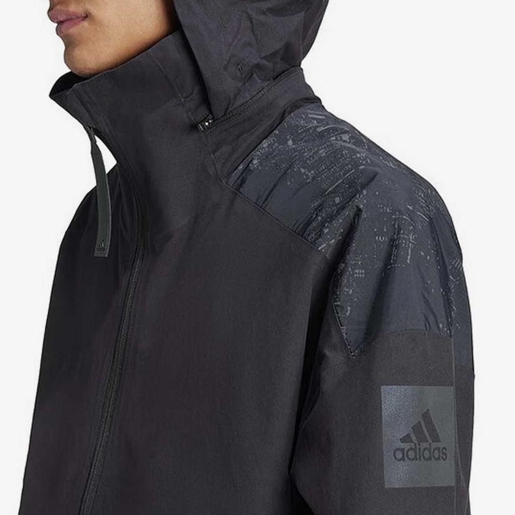 Adidas Chaqueta Hombre Deportiva Casual Tejida con Bloque de Color con Capucha y Manga Larga Negro IP5568