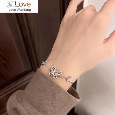 Silver Aaa Cz Butterfly Women 'S Bracelet Luxury Crystal Rhinestone Inlaid Adjustable Brangle Jewelry Gift Wedding Party Z663