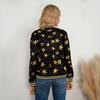 Women's Jacket Autumn Sequin Decorated Stars Silver Embellished Zip Jacket