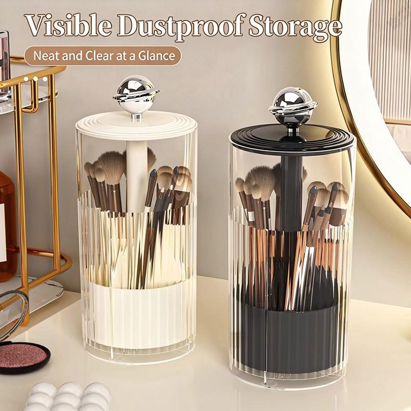 Automatic Lifting Makeup Brush Holder With Dustproof Lid Cosmetic Storage Box For Brushes,Lipsticks Makeup Organier For Vanity