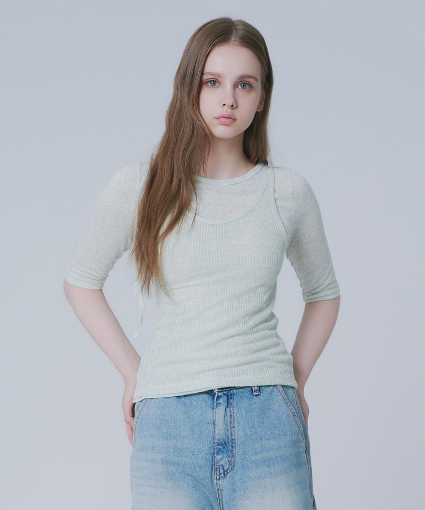 WAARFORWOMAN Wt-87 Lia Two-Piece Set T-Shirt (2 Colors)
