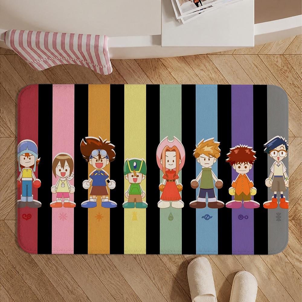 Anime-Digimon AdventureS Floor Mat Soft Non-Slip Bath Mat, Bedside Carpet, Absorbent Doormat for Home