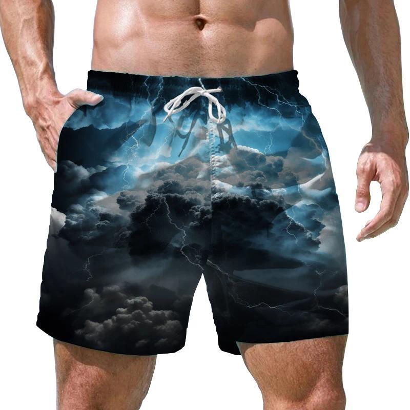 Summer Men's Lightning 3D Printed Beach Shorts
