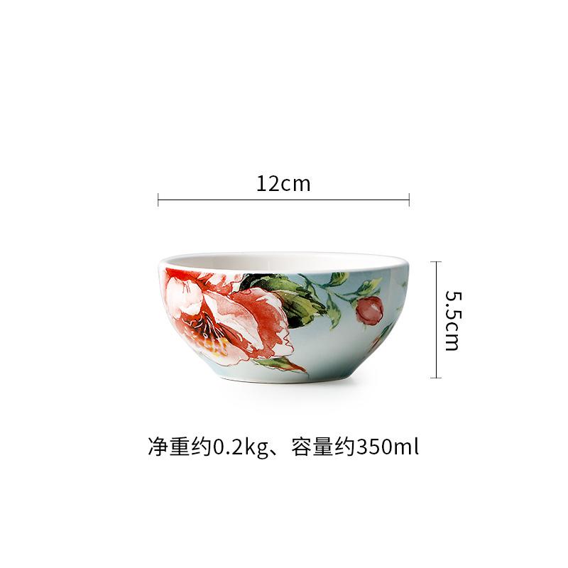 Floral Ceramic Dinner Underglaze Rectangular 12-inch Large Soup Household Set