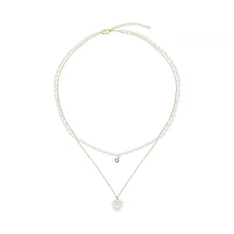 Chic Unique And Doublelayer Heart Necklace Womens Ideal Fashion