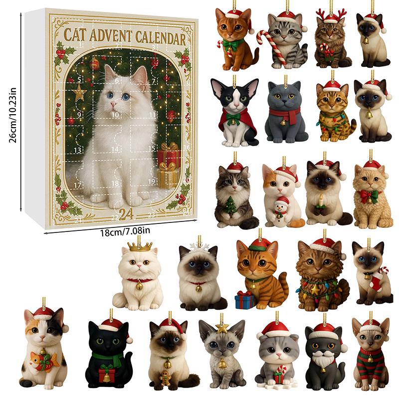 Cat Lovers Advent Calendar 2025, Cat Advent Calendar 2025 With 24 Cat Figurines, Cute Christmas Holiday Countdown Gift