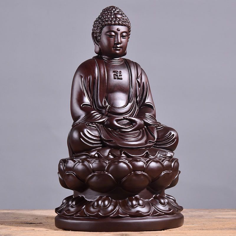Sandalwood Wood Carving Sakyamuni Buddha Ornament Office Home Furnishing Home Desktop Decorative Ornaments Solid Wood Statue