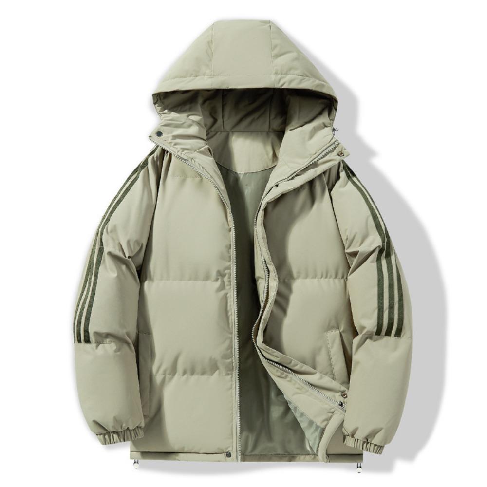 New winter hooded men's cotton clothes thickened warm cotton-padded clothes couple three-stripe fashion casual jacket