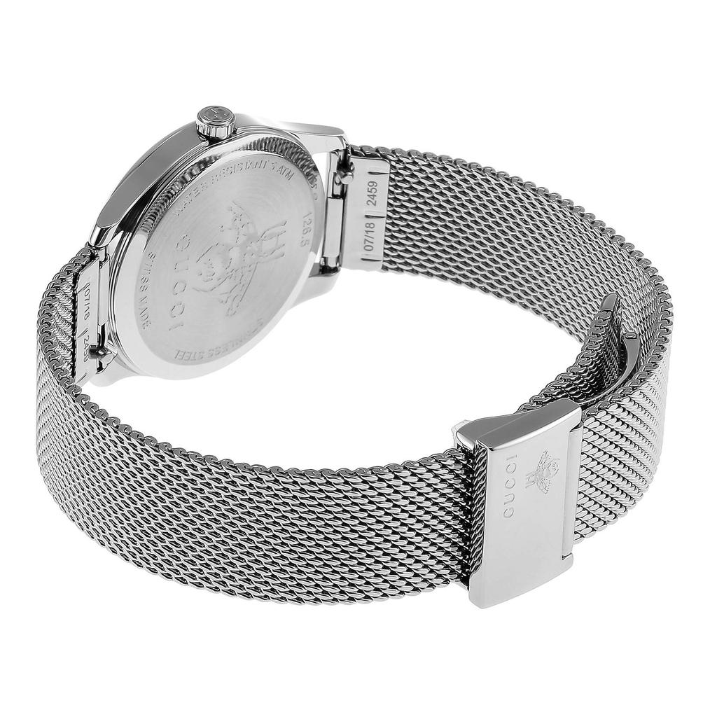 Gucci Black Pearl Stainless Sapphire Quartz Silver G-TIMELESS Watch, YA1265001, Dial, Steel, Crystal, Movement, 29mm, Women's