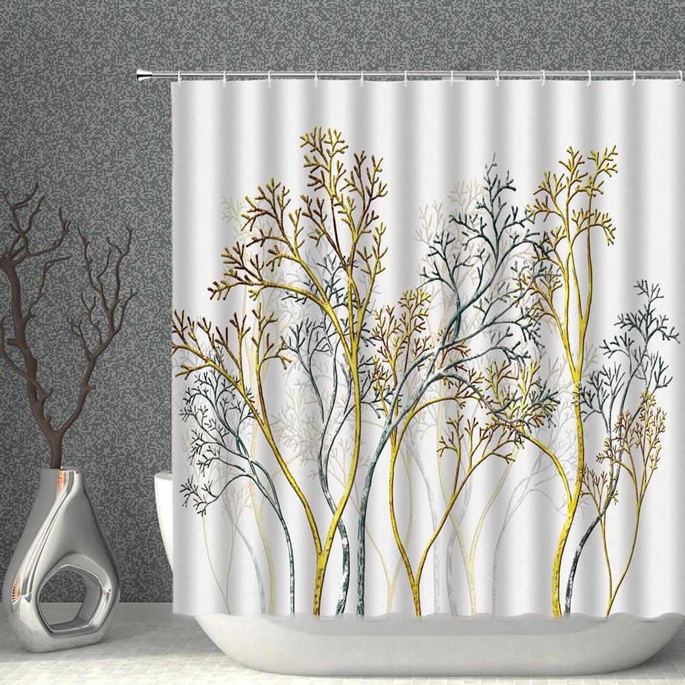 Shower Curtain Bathtub Decoration 3D Printing Landscape Bamboo Reported Safety Home Background Curtains Waterproof Multi-Size