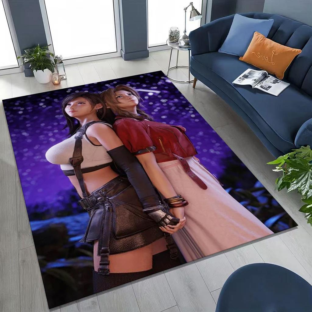 Cartoon Final Fantasy Sephiroth Cloud Tifa Game Rug for Bedroom Living Room Sofa Home Doormat Decor, Large Non-slip Floor Mat