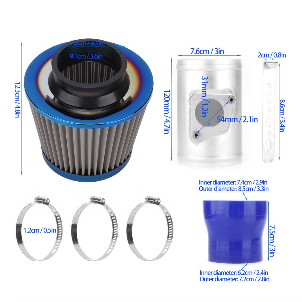 Cold Air Intake Inlet Filter Induction Kit Highflow Performance Auto Car Accessories