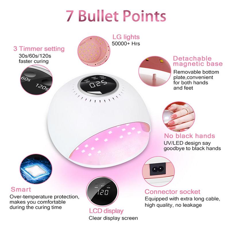 UV Nail Lamp,84W UV Light for Nails Fast Curing Gel Nail Polish with 3 Timers and LCD Display,Professional LED Nail Dryers Lamp