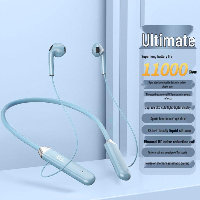 Bluetooth Sports Neckband Headset with Super Bass & Long Battery Life - Compatible with Apple, vivo, Xiaomi, OPPO, Huawei