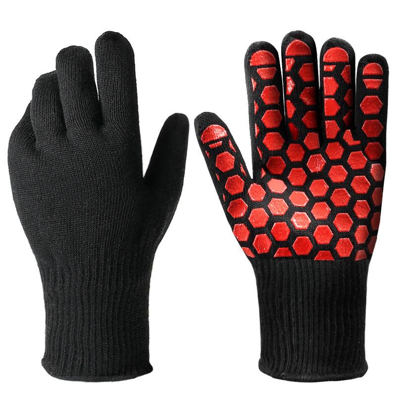 

Защитные перчатки от ожогов Zibo Перчатки для барбекю Кемпинг Коровья кожа Огнестойкие Теплоизоляционные Длинные перчатки для духовки для выпечки