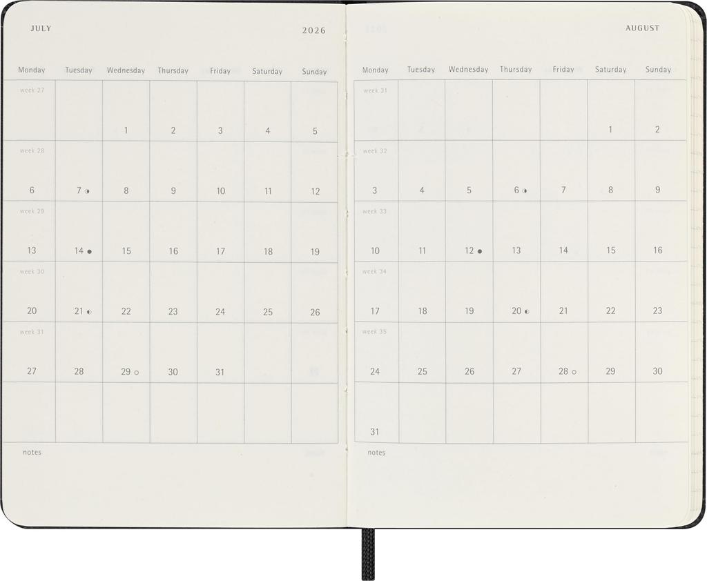 Moleskine 2026 January Weekly Pocket Size x DHB12WH2Y26 Planner, Start, 12-Month Diary, Horizontal, (9cm 14cm), Hardcover, Black,