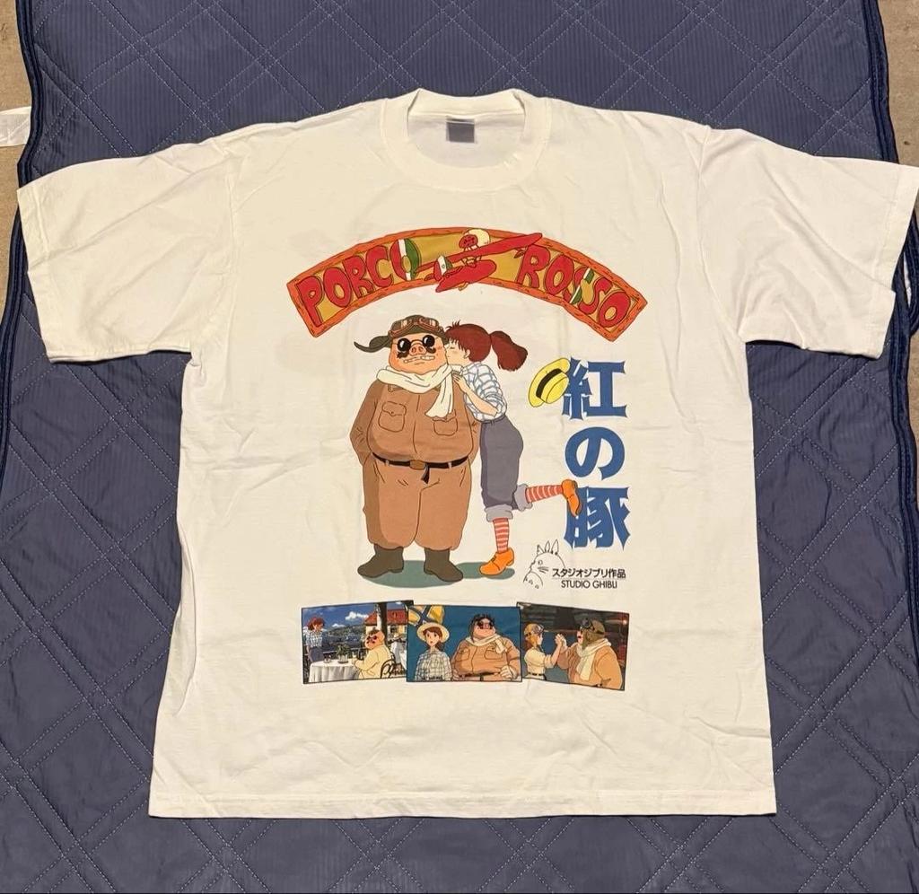 Ghibli Porco Rosso T Shirt White XL Vintage Rare Graphic Tee Authentic