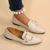 Fashion Women Flat Shoes Chaussures De Femme Solid Color Basic Simple Style Large  Square Head Comfortable Pearls Loafers