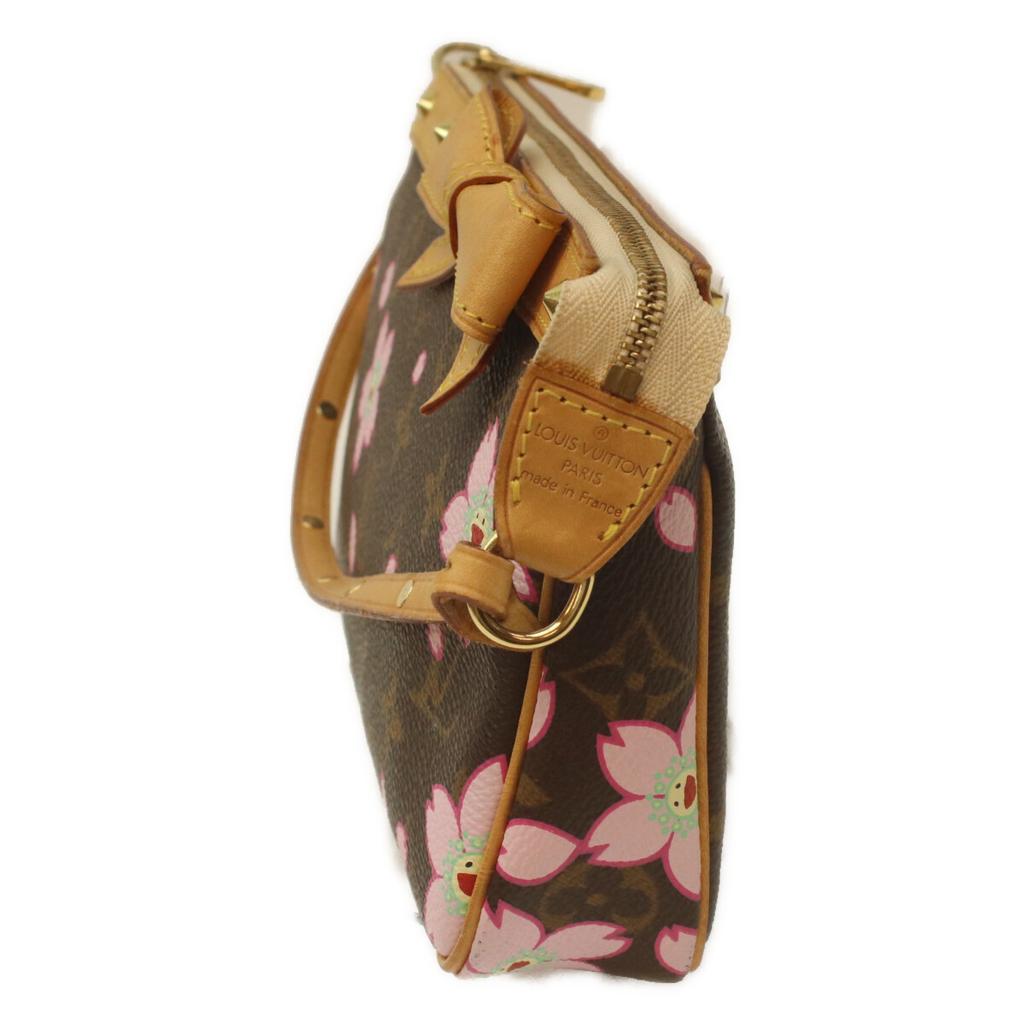 Louis Vuitton M92006 Monogram Kirschblüte Pochette Accessoire Handtasche Braun / Rosa Gebraucht