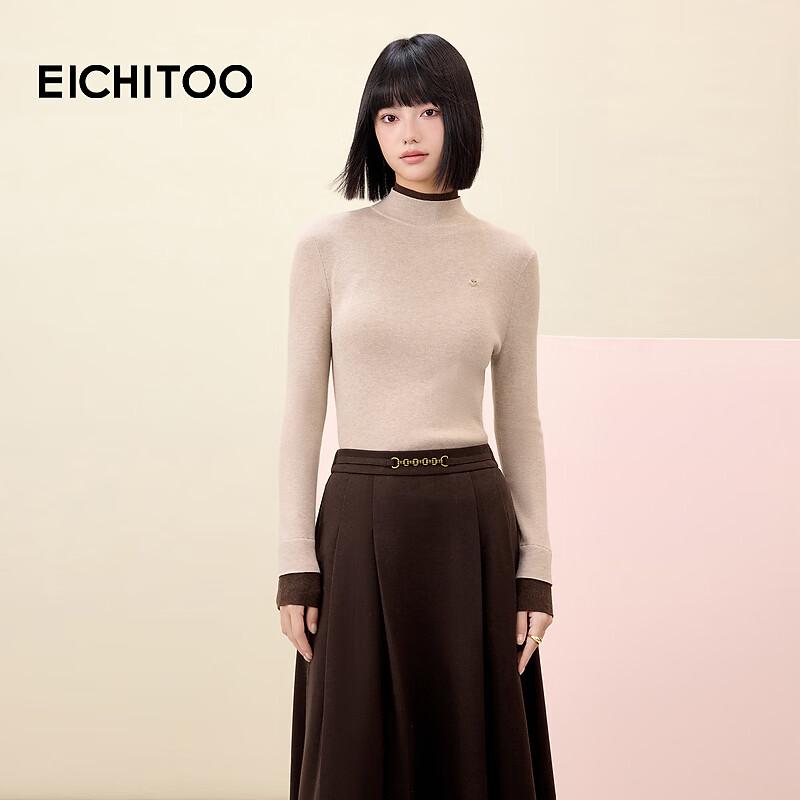 EICHITOO Women s Faux Two-Piece Long Sleeve Knit Sweater M