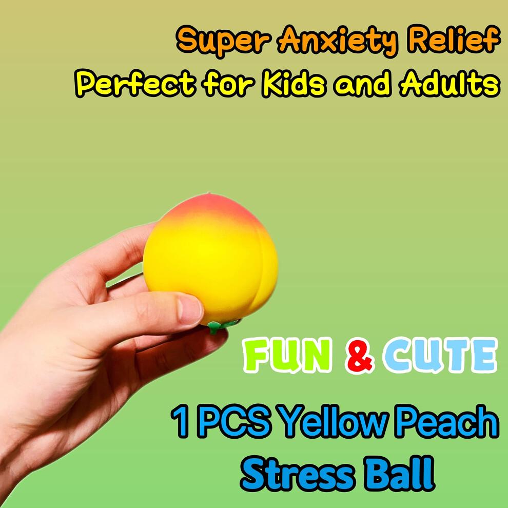 Žlutá broskev Squishy stresový míček pro dospělé a děti, měkká pružná ovocná mačkací hračka pro úlevu od úzkosti