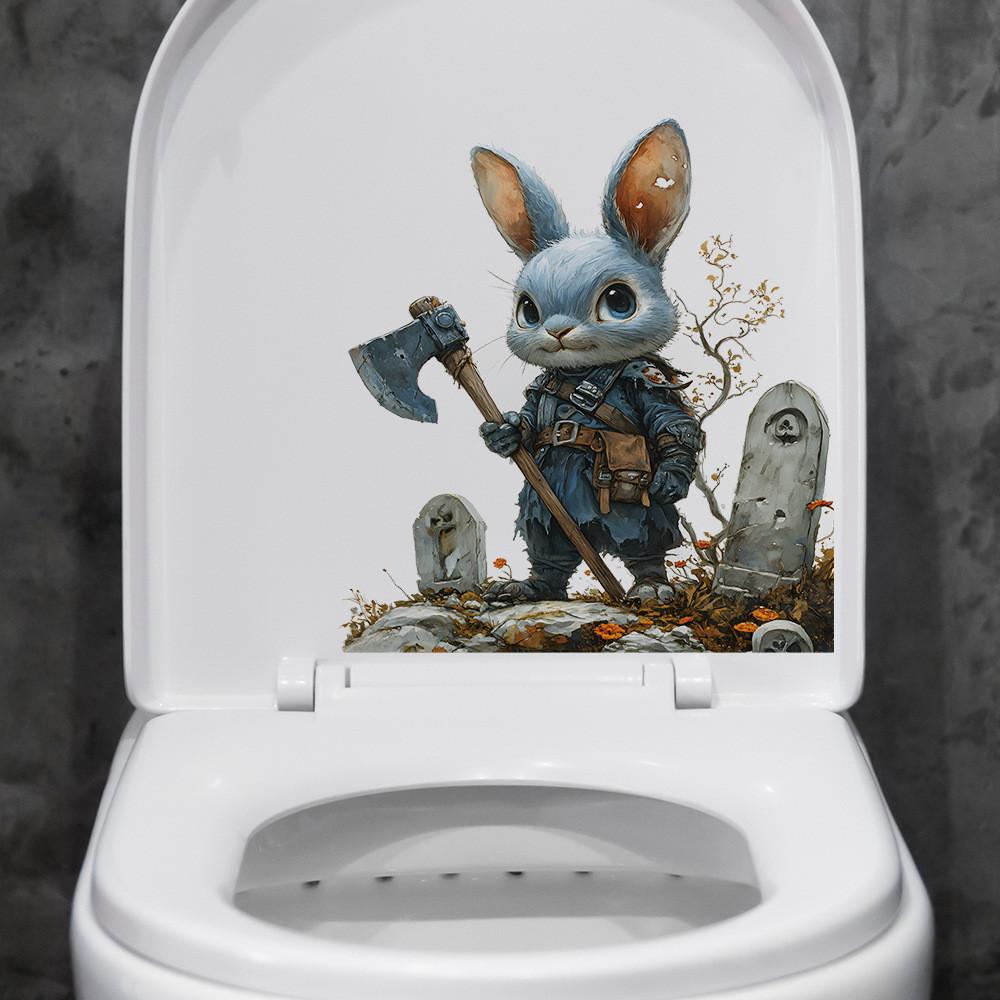 And Bunny Tomb Design Closestool Wall Sticker For Modern Halloween Decor Wall
