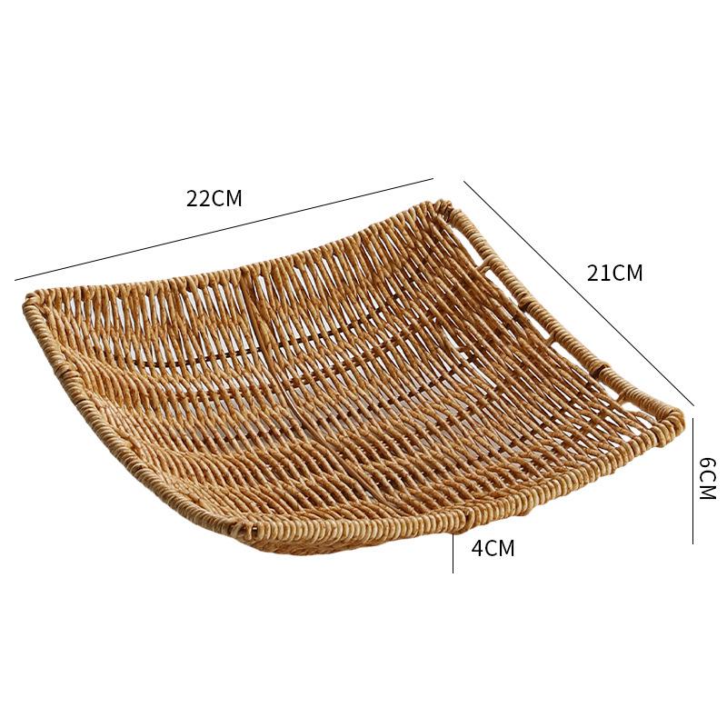 Nordic Style Plastic Rattan Woven Snack Basket for Coffee Table