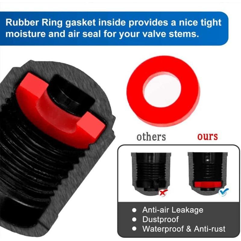 Tire Valve Caps Upgraded Version with Seal Ring, Suitable for Cars, Motorcycles, Trucks, Bicycles Black
