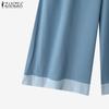 ZANZEA Women Casual Elastic Waist Loose Wide Leg Pants
